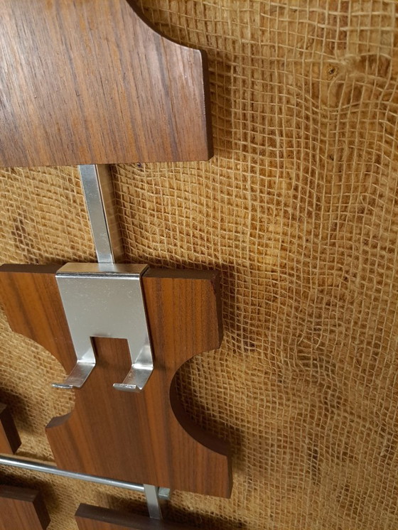 Image 1 of Porte-manteau mural en teck avec crochets chromés, n° 20