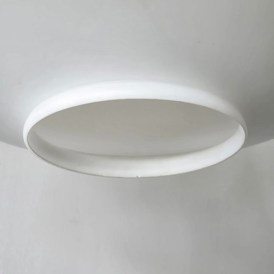 Image 1 of Vintage Arlus House hanglamp uit de jaren 50 in opaalglas, messing en metaal.