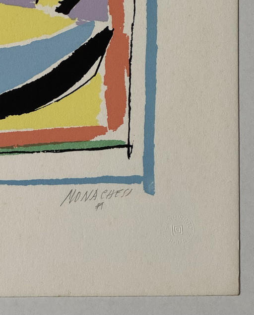 Sante Monachesi, sérigraphie 35x50cm, métamorphose, futurisme, art moderne