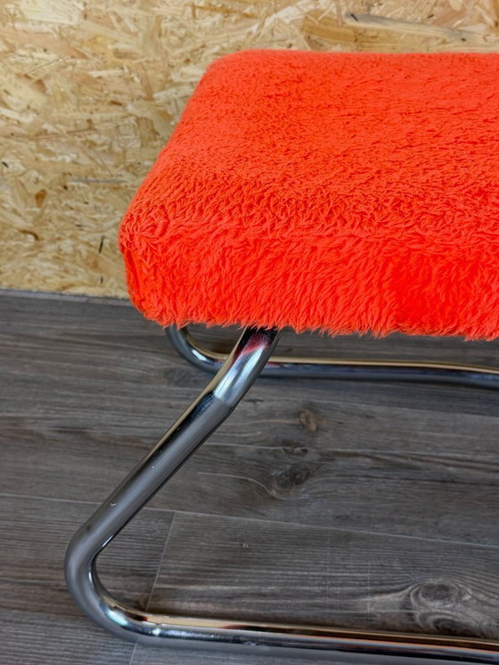 Image 1 of 60er 70er Jahre Hocker Ottomane Sitzhocker Fußhocker mit Leiter Space Age Orange
