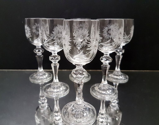 6x Bicchieri di cristallo al piombo / Vetreria Poděbrady