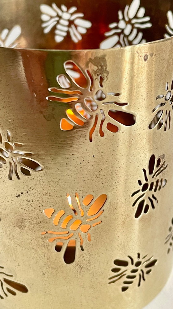 Image 1 of Messing bijen kaarsenhouder