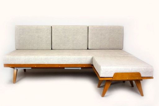 Gerestaureerde vintage modulaire hoekbank met slaapfunctie en voetenbank, jaren 60, set van 2