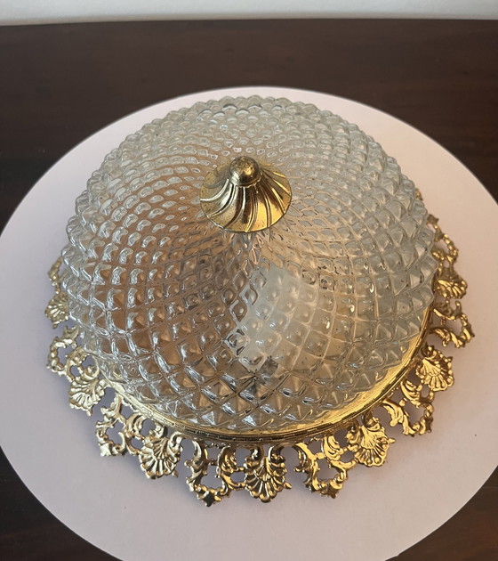 Image 1 of Art Deco Deckenlampe mit Ananas Relief