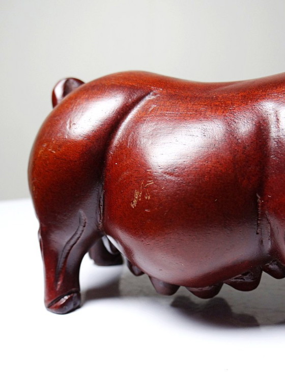 Image 1 of Small pig, sow, carved stained wood, vintage 20th-century Asian craftsmanship