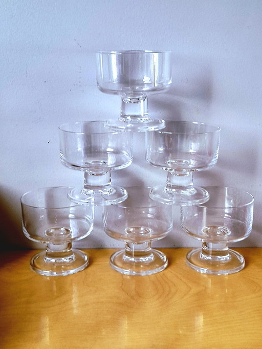 Juego de 6 cuencos de cristal Art Déco