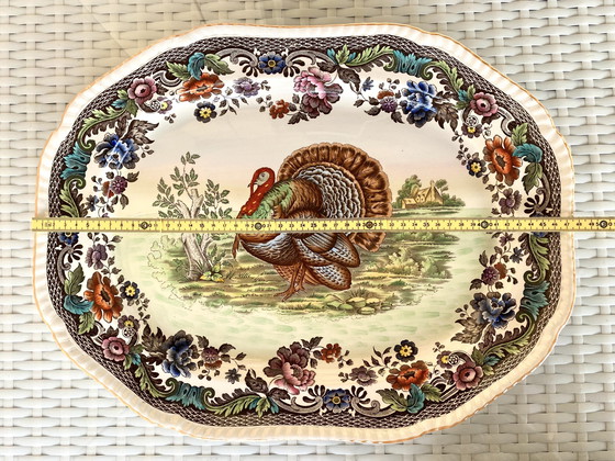 Image 1 of Oval serving platter / plate from Copeland Spode with turkey motif
