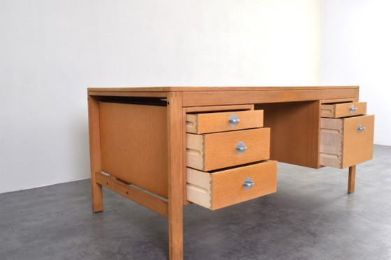 Image 1 of Mid-Century Oak Desk by Chr. Rasmussen for Randers Møbelfabrik, 1970s.