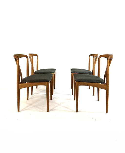 4x sillas de comedor restauradas 'Juliane', Johannes Andersen, Uldum Møbelfabrik '60