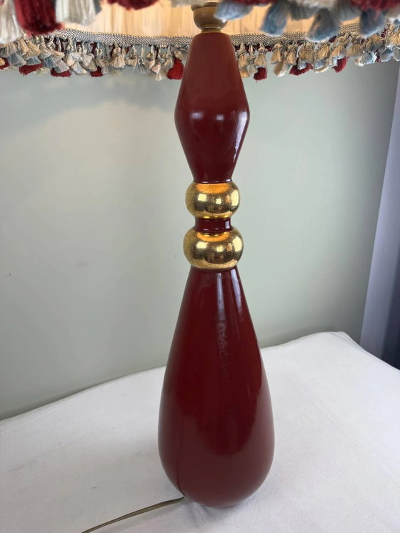 Grande lampada vintage in ceramica rossa firmata Drimmer – paralume pl – Lampade da tavolo, Porcelain, Metal (photo 6 of 21)