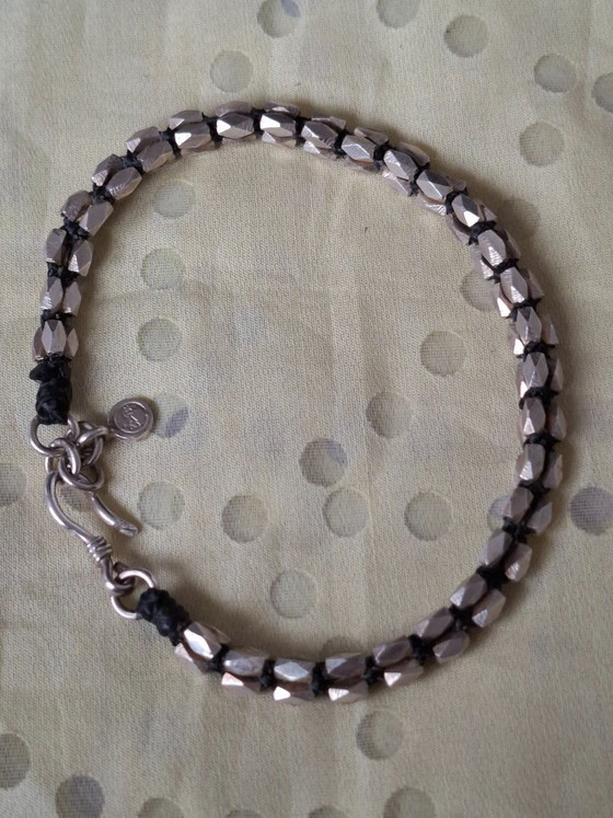 Image 1 of Verstelbare, flexibele armband van sterling zilver, geschikt voor polsen met een omtrek van 21,5 tot 23 cm.
