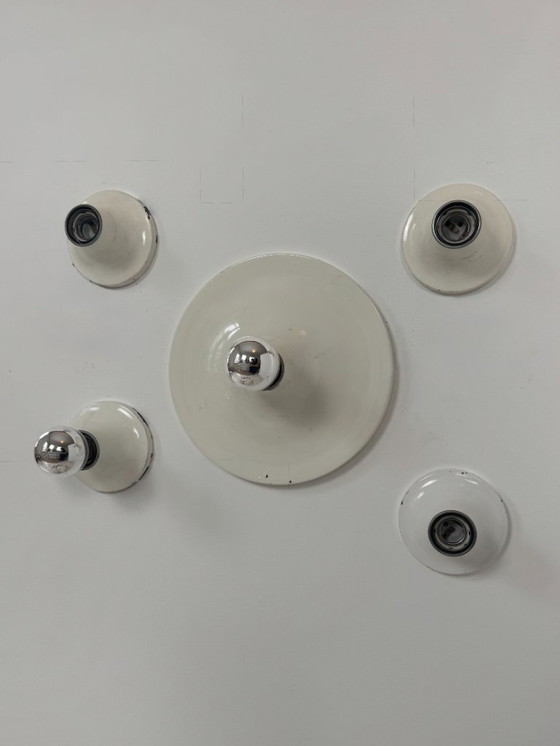 Image 1 of Set di 5 applique vintage, metallo laccato bianco, Germania, 1970