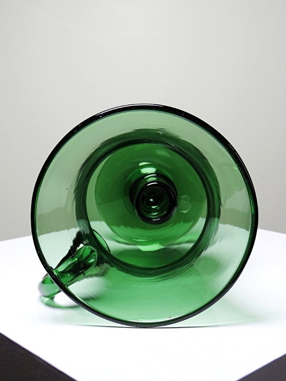 Image 1 of Grand photophore vintage verre vert soufflé, années 60-70