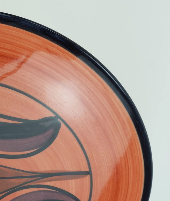 Image 1 of Wunderschöne, keramische Kuchenplatte aus der Mitte des Jahrhunderts, Stutzel Sachs Aalen dec. Dalia