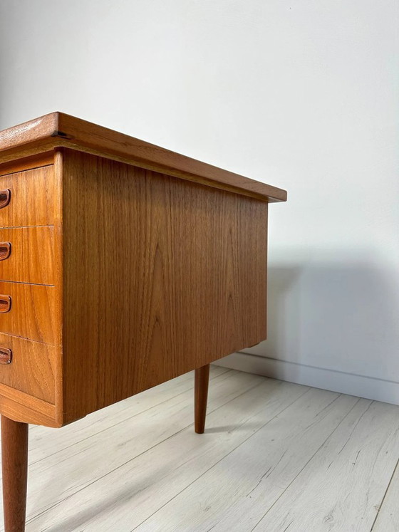 Image 1 of Vintage Danish Teak Writing Desk, Minimalist Mid-Century Modern Design, 1960s