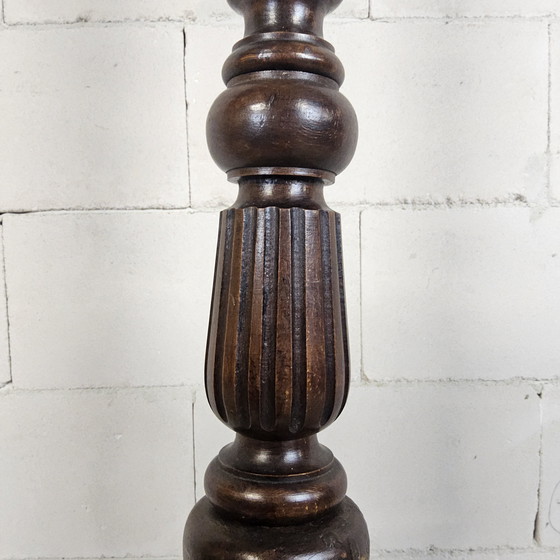 Image 1 of Candeliere antico in legno del XIX secolo, stile giacobino, a spirale, per grande chiesa (altezza 166 cm).