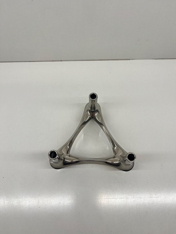 Image 1 of Set of 4 Stoff Nagel BMF candlesticks, modular vintage Scandinavian design, chrome