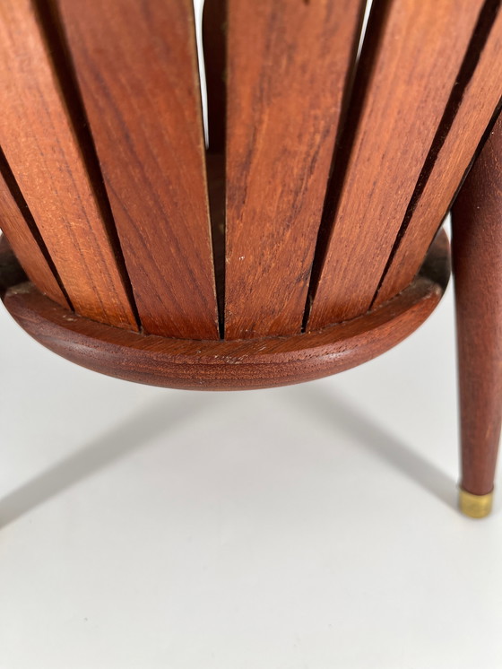 Image 1 of Maceta, jardinera de teca de latón de mediados de siglo Dinamarca