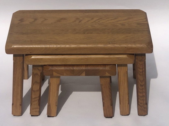 Image 1 of Dutch Brutalist Oak Nesting Tables, 1970S