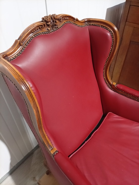 Image 1 of Vintage Fauteuil, Rood Leer