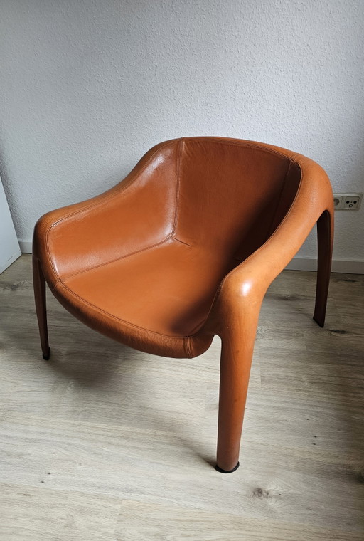 Uiterst zeldzaam: Sergio Mazza Space Age Fiberglass Lounge Chair – Volledig lederen uitvoering (jaren 60/70) (photo 2 of 15)
