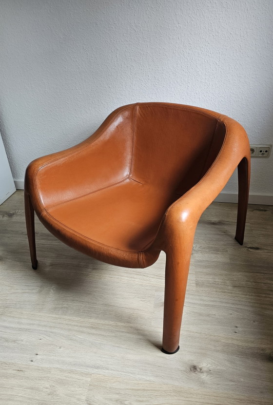 Uiterst zeldzaam: Sergio Mazza Space Age Fiberglass Lounge Chair – Volledig lederen uitvoering (jaren 60/70) (photo 2 of 15)