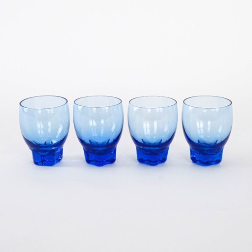 Set of cobalt glasses, Danish design, 1970s, manufactured in Denmark