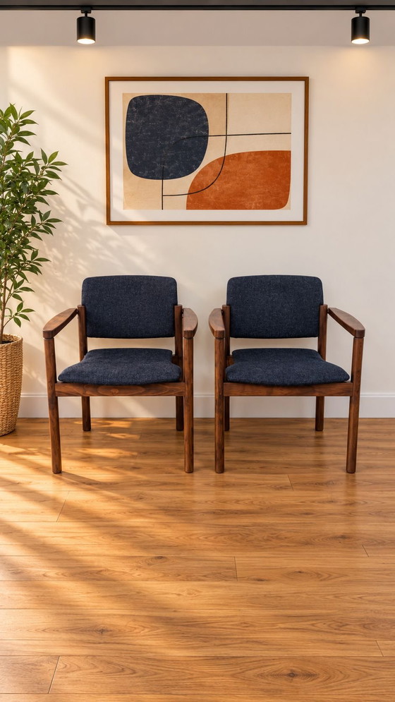 8 sedie da pranzo Kush+co vintage design scandinavo, Tessile, Legno, Blu (foto 5 di 11)