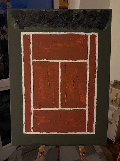 Abstract Textured Tennis Painting – ‘Centre Court Energy’ (Handmade)