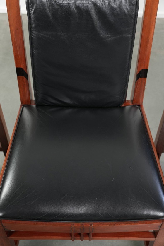 4x elegant black cowhide leather and wood Art Deco dining chair by Schuitema from the Decoforma series (photo 7 of 17)