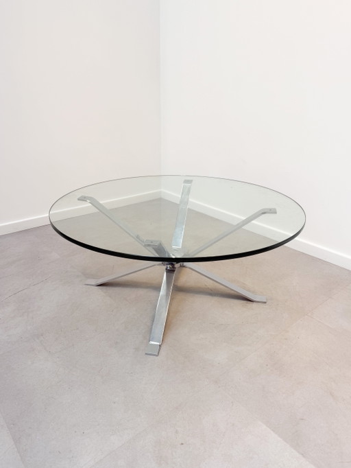 Vintage Modernist Chrome Glass Coffee Table – salontafels