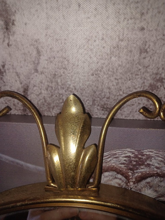 Image 1 of Vintage Deknudt Zonnespiegel Jaren 60 – Hollywood Regency Heksenoog Spiegel Messing – Bolle Butlerspiegel Mid Century Moderne Wa