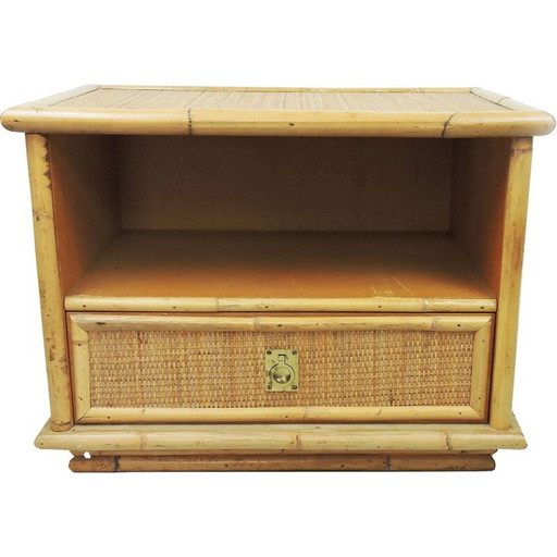 Vintage Dal Vera Bamboo and Wicker & Rattan Side Cabinet, Italy, 1960s