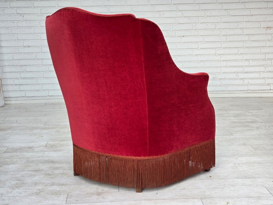 1970er, Dänischer Hochlehner Sessel, Möbelvelours, Eschenholzbeine – Velvet, Wood (photo 10 of 16)