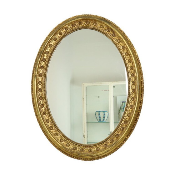 Image 1 of Large Oval Classic Mirror Gold Leaf Baroque Style Flowers 85cm