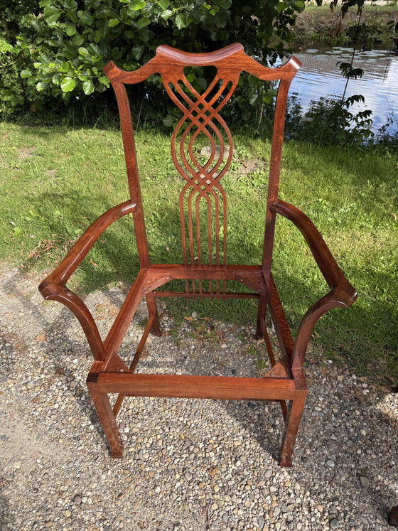 Image 1 of Antieke  mahonie en eiken stoelen –  deels Reprodux