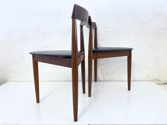 Image 1 of 2 Roundette side chairs in teak and faux leather by Hans Olsen for Frem Rojle