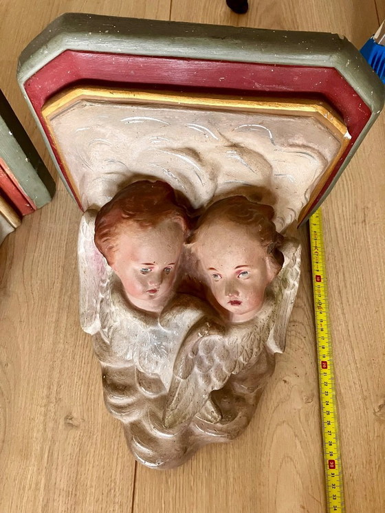 Image 1 of Deux anciennes consoles d'église françaises... Des anges.