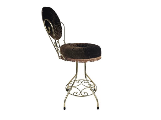 Sedia vintage in stile Chiavari, metallo, ottone, anni '50