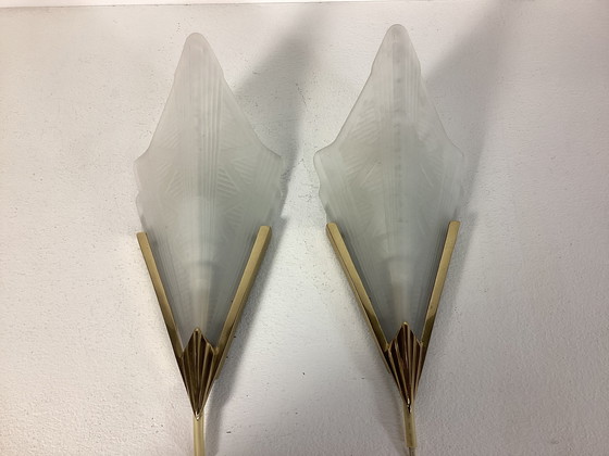 Image 1 of Set di lampade da parete IKEA in stile art deco in vetro rame