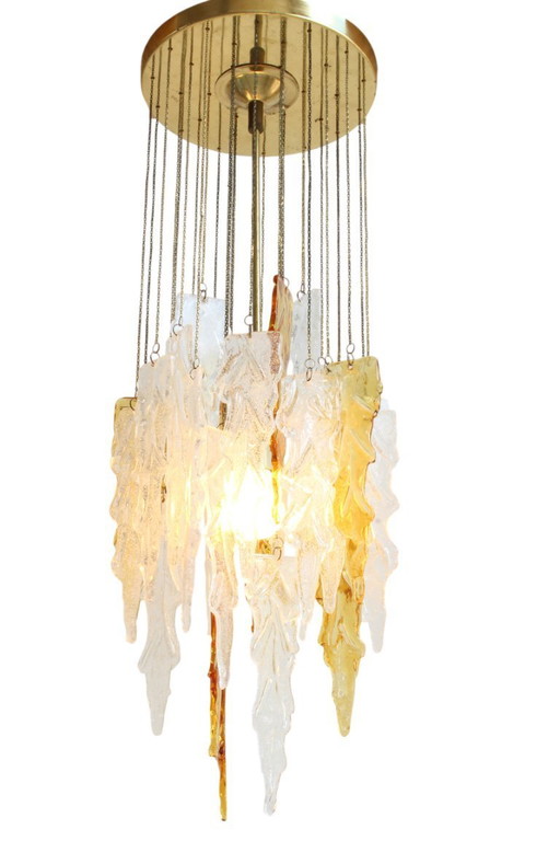 Vintage tweekleurige Murano glazen plafondlamp van Carlo Nason voor Mazzega, jaren 70