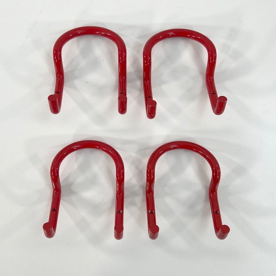 Image 1 of Set of 4 Red Taka Coat Hooks by Cesare Rota Nodari for Acerbis, 1960s