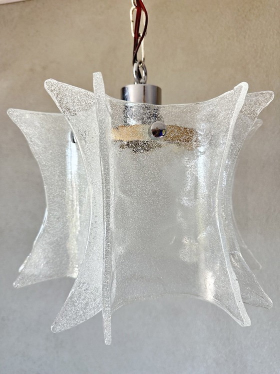 Lampada a Sospensione Vintage in Vetro Ghiaccio – Lampade a sospensione, Chrome, Murano Glass (photo 15 of 16)