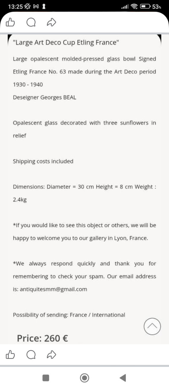 Image 1 of Opalescent Art Deco bowl by Edmond Etling.