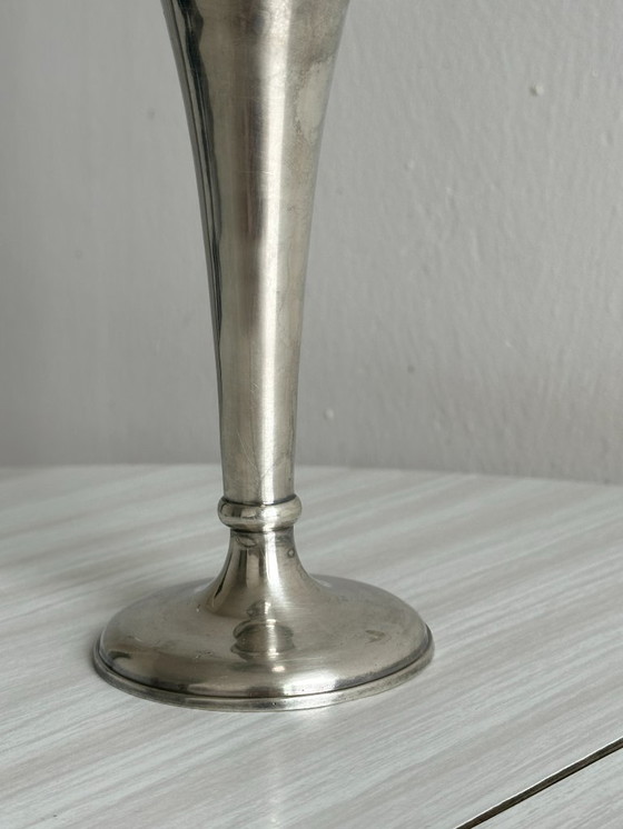 Image 1 of soliflore vase in patinated silver-plated metal