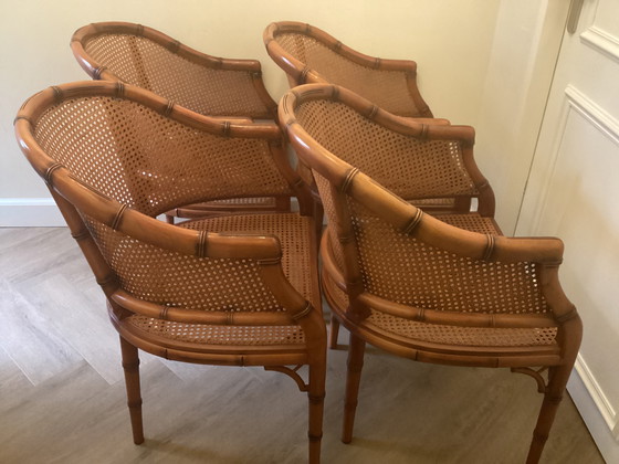 Image 1 of Giorgetti Gurtband-Schalenstuhl-Set aus Bambusimitat