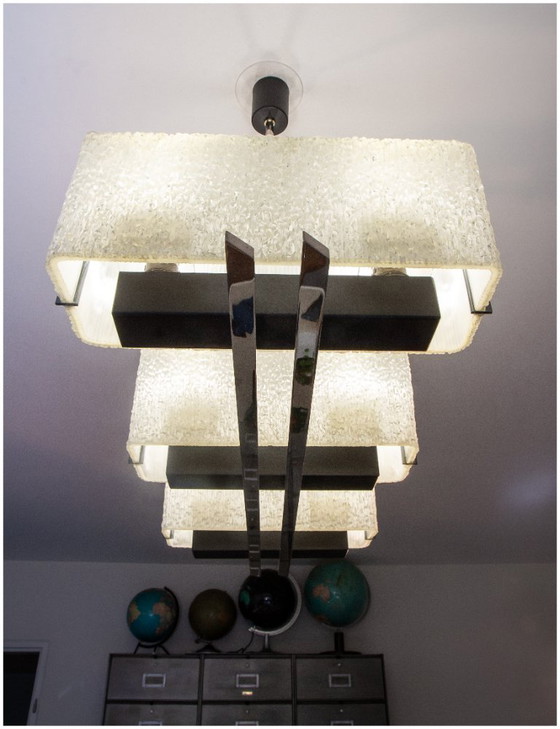 Image 1 of Modernist chandelier, Maison Arlus ocean liner, 1960