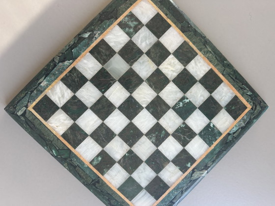 Image 1 of Vintage Marble Chess Set Malachite Natural Stone Onyx Green Chessboard