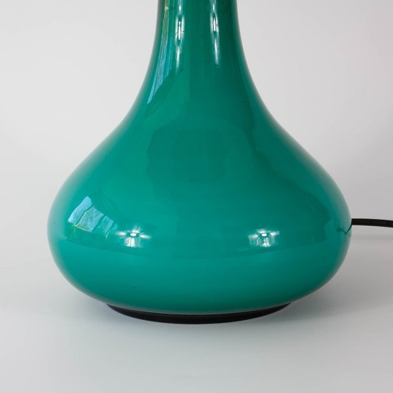 Image 1 of Vintage 1960s Portuguese Turquoise Opaline Glass Table Lamp