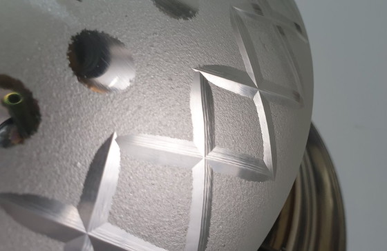 Image 1 of Lampada da soffitto Art Déco in vetro tagliato e cromato